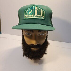 Vintage 90s Trucker Hat Church Sixtieth Anniversary Patch Mesh Adjustable Hat